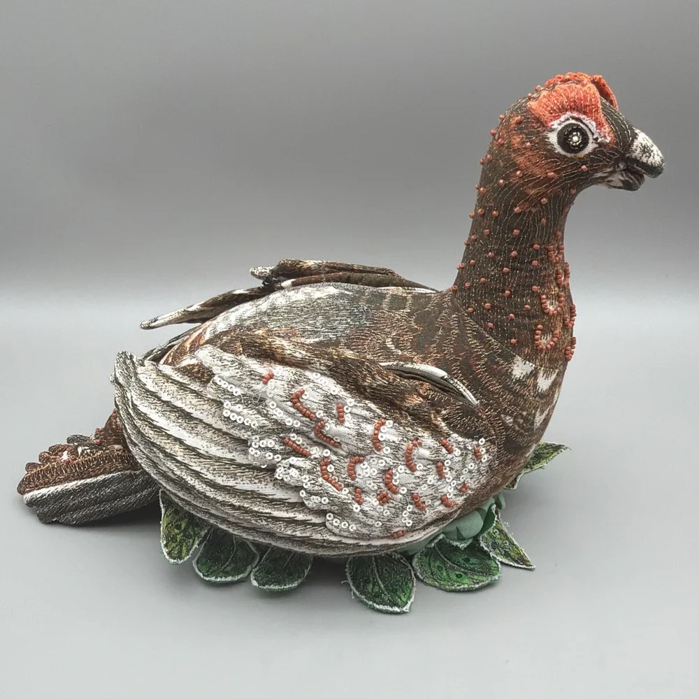 NWT John Derian Target Fall Of 2025 Beaded Grouse Shaped Pillow 11